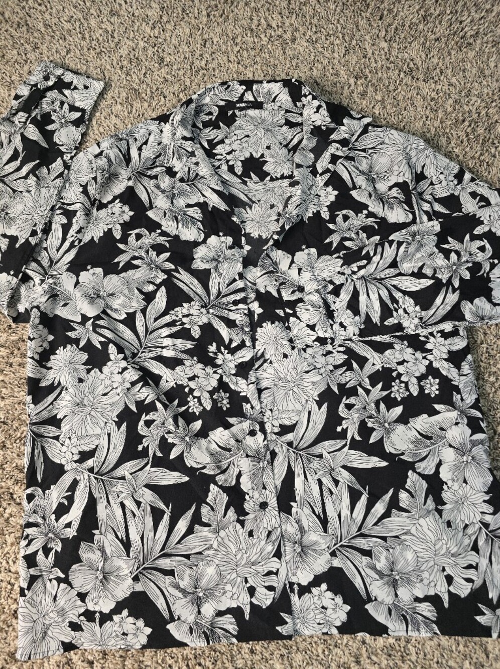 Fashion Nova Black and White Floral Duvet Cover